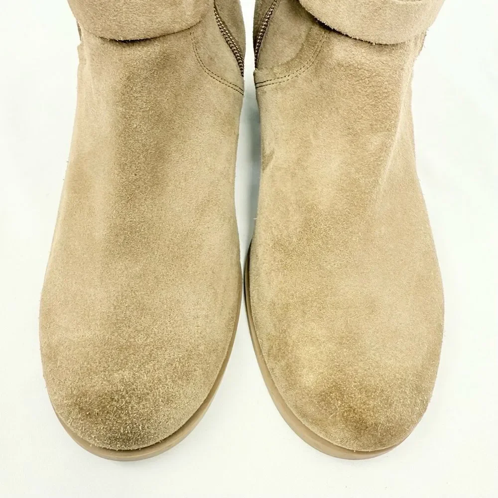 Kookaburra by UGG KENZ Taupe Suede Wrap Tassel Strap Heeled Ankle Boots